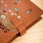 Personalizado 1-10 Mariposas A5 Cuaderno de bocetos Cubierta de cuero con bolsillo de almacenamiento Día de la Madre de regalo para las mujeres