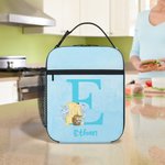 Personalized Multicolor Cute Classic Winnie the Pooh Initial Lunch Bag Lunch Bag with Name and Mesh Pocket Back to School Birthday Gift for Kids