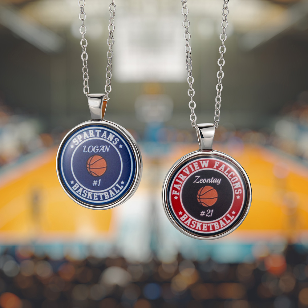 Collier de basket-ball personnalisé avec nom et numéro Bijoux délicats Cadeau d'anniversaire pour la maman d'un joueur de basket-ball