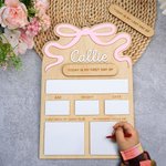 Personalized Bow Design Interchangeable Today Is My First Last Day Of School Sign Board with Name Back to School Gift for Girls