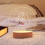 Lámpara de noche LED acrílica personalizada con base de madera y texto Decoración del hogar Cumpleaños Día de la Madre Día del Padre Regalo para mamá Papá Familia