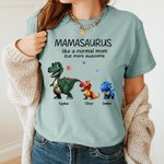 Personlig Flerfärgad Söt 3D Dinosaurie Design Mjuk Crewneck T-shirt Sweatshirt med 1-12 Namn Födelsedag Mors dag Present till Mamma Mormor
