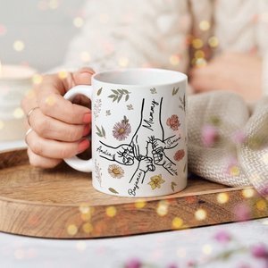 Personlig keramisk mugg med namn och födelseblomma perfekt mors dag eller födelsedagspresent till mamma mormor