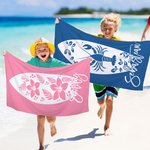 Personalised Muticolor Surfboard Sea Animal Design Name Quick Dry Oversized Beach Towel Summer Travel Essential Birthday Gift for Family Friends