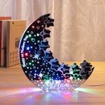 Gepersonaliseerde Maan Sterren Spiegel Acryl Kleur Veranderend LED Licht met 1-8 Namen Home Decor Verjaardag Moederdag Cadeau voor Familie Kinderen