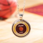 Personalised Basketball Necklace with Name Number Dainty Jewellery Game Day Birthday Gift for Basketball Mom Player
