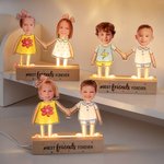 Personalisierte Kind Fotos beste Freunde für immer LED-Nachtlicht mit hölzernen Basis Home Decor Freundschaft Geburtstag Geschenk für Jungen Mädchen