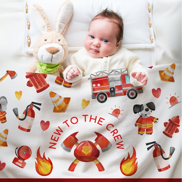 Couverture douce personnalisée avec nom pour la lutte contre les incendies Cadeau d'anniversaire pour enfants Cadeau de douche pour enfants