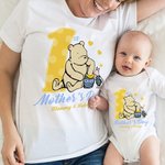 Personalized Classic Winnie the Pooh Honey Pig 100% Cotton T-shirt Baby Bodysuit with Name 1st Mother's Day Birthday Gift for Baby Mom