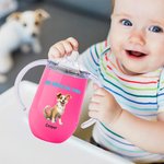 Personalized 1-4 Cute 3D Cartoon Pets 10 oz Insulated Name Sippy Cup with Lid and Handle Birthday Baby Shower Mother's Day Gift for New Mom Baby