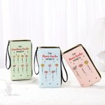 Personalized Mom's Garden Birth Flower Leather Wristlet Wallet with Multiple Compartments and 1-12 Names Mother's Day Birthday Gift for Mom Grandma