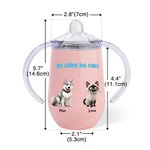 Personalized 1-4 Cute 3D Cartoon Pets 10 oz Insulated Name Sippy Cup with Lid and Handle Birthday Baby Shower Mother's Day Gift for New Mom Baby