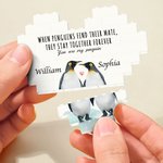 Personalized You're My Penguin Heart-shaped Building Brick Puzzles Valentine's Day Anniversary Gift for Couple