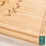 Personalized Wreath Initial FSC Bamboo Engraved Charcuterie Cutting Board with Juice Groove and Date Birthday Housewarming Gift for Family Friends