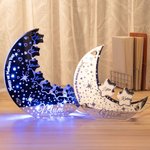 Gepersonaliseerde Maan Sterren Spiegel Acryl Kleur Veranderend LED Licht met 1-8 Namen Home Decor Verjaardag Moederdag Cadeau voor Familie Kinderen