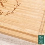 Personalized Wreath Bamboo Cutting Board with Juice Groove Engraved Text and Date Housewarming Anniversary Gift for Family Friends