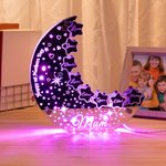Gepersonaliseerde Maan Sterren Spiegel Acryl Kleur Veranderend LED Licht met 1-8 Namen Home Decor Verjaardag Moederdag Cadeau voor Familie Kinderen