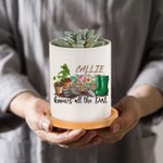 Personalisierte Know All the Dirt Floral Name Keramik Pflanzgefäß mit Loch Drainage und hölzerne Basis Home Decor Muttertag Geschenk für Mama Oma