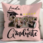Personalized Graduation Cap Class of 2025 4 Photos Soft Throw Pillow Cover with Name Home Decor Graduation Gift for Graduates