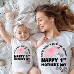 Personalizado You're Doing A Great Job Cute Elephant 100% Algodón Camiseta Babero con Nombre Feliz 1er Día de la Madre Cumpleaños Regalo para Bebé Mamá