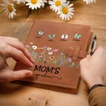 Personalizado 1-10 Mariposas A5 Cuaderno de bocetos Cubierta de cuero con bolsillo de almacenamiento Día de la Madre de regalo para las mujeres