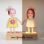 Personalisierte Kind Fotos beste Freunde für immer LED-Nachtlicht mit hölzernen Basis Home Decor Freundschaft Geburtstag Geschenk für Jungen Mädchen