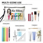 Personalized Different Grades Cartoon Character Cosmetic Bag with Name and Wristlet Strap Birthday Teacher's Day Appreciation Gift for Teachers