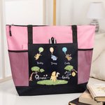 Personalized Mama Bear Classic Winnie the Pooh Oxford Tote Bag with 1-5 Names and Mesh Pockets Birthday Mother's Day Gift for Mom Grandma