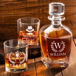 Personalised Engraved Golf Initial Name Old Fashioned Whiskey Glasses Matching Glass Decanter Birthday Wedding Anniversary Gift for Men