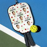 Personalised I Love Funny Face Photo Pickleball Paddle Cover with Title and Hook Birthday Gift for Pickleball Players