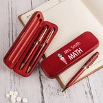 Personalized Cartoon Subject Teacher Wooden Ballpoint Pen and Case Set with Name Birthday Appreciation Back to School Gift for Teacher Colleague