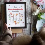 Personalized This Mom's Garden Belongs To 1-12 Birth Flowers Frame Painting with Names and Title Birthday Mother's Day Gift for Mother Grandma