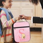 Personalized Multicolor Cute Classic Winnie the Pooh Initial Lunch Bag Lunch Bag with Name and Mesh Pocket Back to School Birthday Gift for Kids