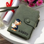 Personalisierte Graduierung Bär 3D Bubble Name PU-Leder Brieftasche mit Kartenschlitzen und Armband Geburtstag Graduierung Geschenk für Klasse von 2025 Absolventen