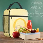 Personalized Multicolor Cute Classic Winnie the Pooh Initial Lunch Bag Lunch Bag with Name and Mesh Pocket Back to School Birthday Gift for Kids