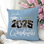 Personalized Graduation Cap Class of 2025 4 Photos Soft Throw Pillow Cover with Name Home Decor Graduation Gift for Graduates