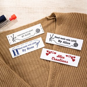 Personalised Cute Bear Butterfly Bow Sewing Labels Name Tags Set of 25 for Clothing Handmade Item Birthday Gift for Knitting DIY Craft Lovers