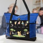 Personalized Mama Bear Classic Winnie the Pooh Oxford Tote Bag with 1-5 Names and Mesh Pockets Birthday Mother's Day Gift for Mom Grandma