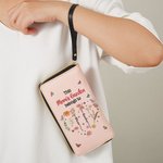 Personalized Mom's Garden Birth Flower Leather Wristlet Wallet with Multiple Compartments and 1-12 Names Mother's Day Birthday Gift for Mom Grandma