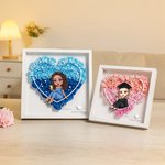 Personalizada de dibujos animados de Graduados Amor Flor de papel Shadow Box Marco con Nombre Decoración para el Hogar Graduación Keepsake Regalo para la Mujer