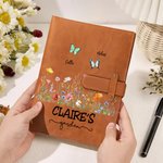 Personalizado 1-10 Mariposas A5 Cuaderno de bocetos Cubierta de cuero con bolsillo de almacenamiento Día de la Madre de regalo para las mujeres