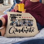 Personalized Graduation Cap Class of 2025 4 Photos Soft Throw Pillow Cover with Name Home Decor Graduation Gift for Graduates