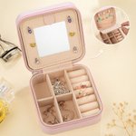 Personalizado de dibujos animados de fantasía princesa sirena inicial de la PU de cuero caja de joyería con el nombre de espejo de viaje accesorio de regalo para las hijas Besties niñas