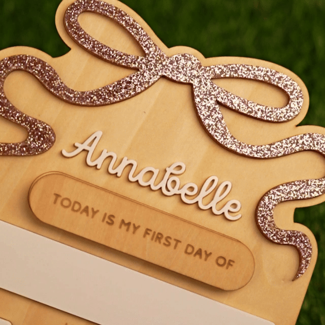 Personalized Bow Design Interchangeable Today Is My First Last Day Of School Sign Board with Name Back to School Gift for Girls