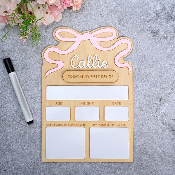 Personalized Bow Design Interchangeable Today Is My First Last Day Of School Sign Board with Name Back to School Gift for Girls