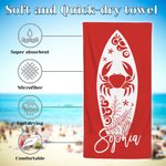 Personalised Muticolor Surfboard Sea Animal Design Name Quick Dry Oversized Beach Towel Summer Travel Essential Birthday Gift for Family Friends