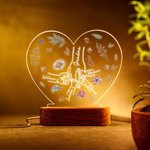 Henkilökohtainen Holding Hands syntymäkukat Sydämen muotoinen LED-yövalo, jossa on 1-6 nimeä ja puinen pohja Äitienpäivä syntymäpäivälahja äidille isoäidille