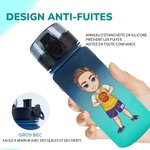 Bouteille Dégradé Anti-Fuite Personnalisée avec Personnage de Dessin Animé Couvercle Rabattable Cadeau d'Anniversaire pour Amateurs de Basket-Ball