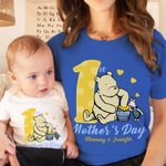 Personalized Classic Winnie the Pooh Honey Pig 100% Cotton T-shirt Baby Bodysuit with Name 1st Mother's Day Birthday Gift for Baby Mom