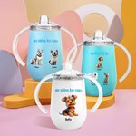 Personalized 1-4 Cute 3D Cartoon Pets 10 oz Insulated Name Sippy Cup with Lid and Handle Birthday Baby Shower Mother's Day Gift for New Mom Baby